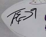 TRAVIS ETIENNE AUTO CLEMSON WHITE LOGO FOOTBALL 2018 NATL CHAMPS! BECKETT 193986