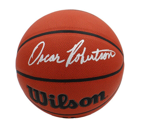 Oscar Robertson Signed Milwaukee Bucks Wilson Indoor/Outdoor NBA Basketball