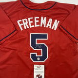 Autographed/Signed FREDDIE FREEMAN Atlanta Red Jersey LOJO Exclusive COA