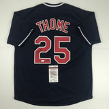 Autographed/Signed JIM THOME Cleveland Blue Baseball Jersey JSA COA Auto