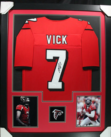 MICHAEL VICK (Falcons red TOWER) Signed Autographed Framed Jersey JSA