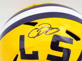 ODELL BECKHAM JR. AUTOGRAPHED LSU YELLOW FULL SIZE HELMET BECKETT WITNESS 235086