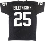 OAKLAND RAIDERS FRED BILETNIKOFF AUTOGRAPHED BLACK JERSEY BECKETT WITNESS 232610