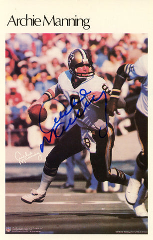 Archie Manning Signed New Orleans Saints Mini Poster 29/50 BAS 46101