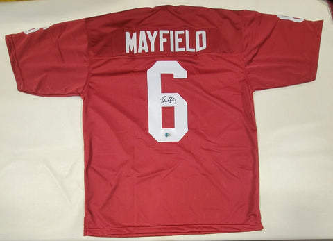 BAKER MAYFIELD AUTOGRAPHED SIGNED COLLEGE STYLE XL JERSEY W/ BECKETT QR