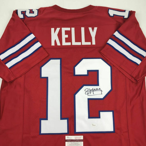 Autographed/Signed JIM KELLY Buffalo Red Football Jersey JSA COA Auto