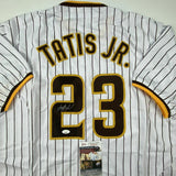 Autographed/Signed FERNANDO TATIS JR San Diego Pinstripe Baseball Jersey JSA COA