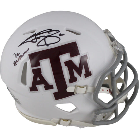 Johnny Manziel Autographed/Signed Texas A&M White Mini Helmet Beckett 49158