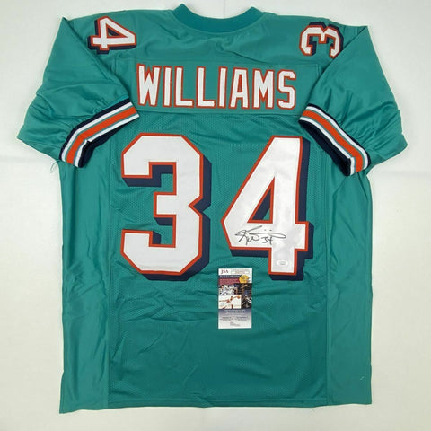 Autographed/Signed RICKY WILLIAMS Miami Teal Football Jersey JSA COA Auto