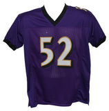 Ray Lewis Autographed/Signed Pro Style Purple XL Jersey BAS 28321