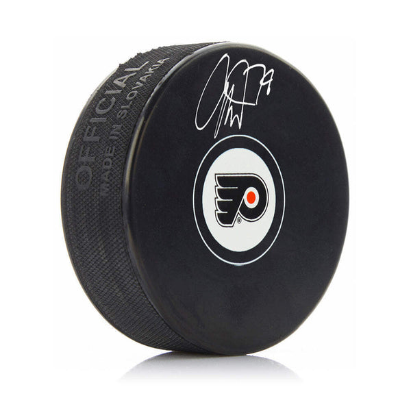 Carter Hart Philadelphia Flyers Autographed Signed Hockey Logo Puck JSA