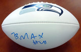 BYRON MAXWELL AUTOGRAPHED WHITE LOGO FOOTBALL SEATTLE SEAHAWKS MCS HOLO 76412