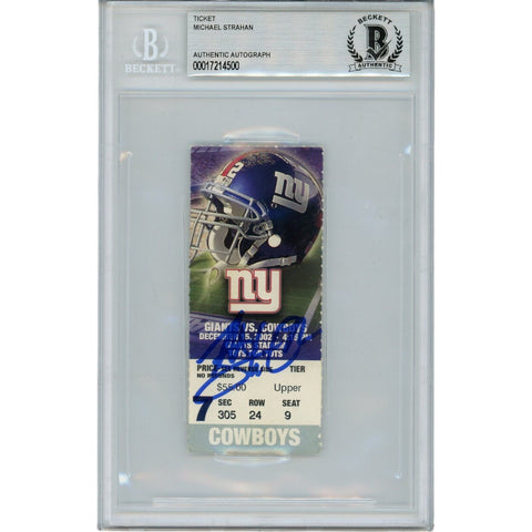 Michael Strahan Autographed New York Giants 12/15/02 Ticket Stub Beckett 46070