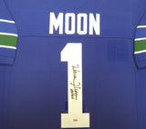 SEAHAWKS WARREN MOON AUTOGRAPHED FRAMED BLUE JERSEY "HOF 06" PSA/DNA 107924