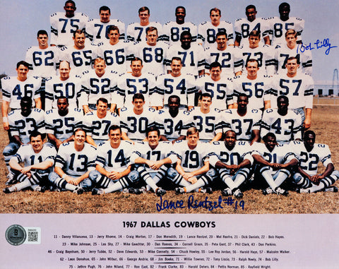 Bob Lilly & Lance Rentzel Signed Cowboys 1967 Roster 8x10 Photo BAS 45503