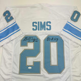 Autographed/Signed Billy Sims 80 ROY Detroit White Football Jersey JSA COA