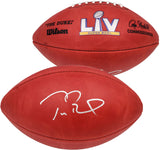 TOM BRADY AUTOGRAPHED NFL LEATHER SB LV LOGO FOOTBALL BUCCANEERS FANATICS 202368