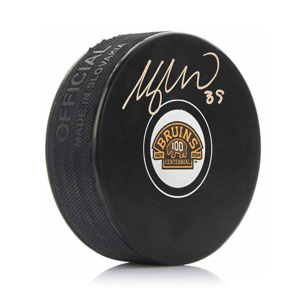 Morgan Geekie Autographed Boston Bruins 100th Anniversary Hockey Puck JSA PSA