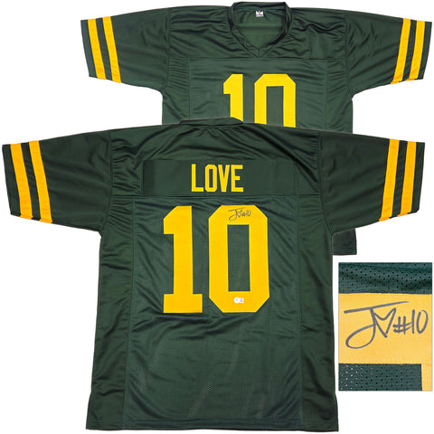 PACKERS JORDAN LOVE AUTOGRAPHED GREEN THROWBACK JERSEY BECKETT WITNESS 232819