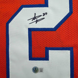 Framed Autographed/Signed Steve Atwater 35x39 Denver Retro Orange Jersey BAS COA