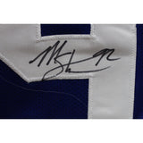 Michael Strahan Autographed/Signed Pro Style XL Blue Jersey BAS 30401