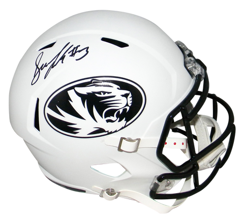 DREW LOCK AUTOGRAPHED SIGNED MISSOURI TIGERS WHITE FULL SIZE SPEED HELMET JSA