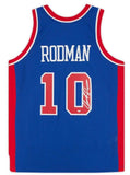 DENNIS RODMAN Autographed Detroit Pistons Blue Mitchell & Ness Jersey FANATICS