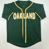 Autographed/Signed ROLLIE FINGERS Oakland Green Baseball Jersey JSA COA Auto