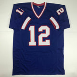 Autographed/Signed JIM KELLY Buffalo Blue Football Jersey JSA COA Auto