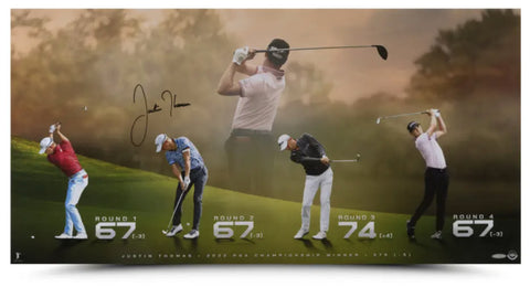 Justin Thomas Autographed PGA "Return To The Top" 36" x 18" Photo UDA