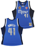 Mavs Dirk Nowitzki Signed Blue M&N HOF Class of 2023 TB HWC Swingman Jersey BAS