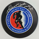 Glenn Hall "HOF 75" Signed Hockey Hall of Fame Puck (Schwartz COA) Blackhawks