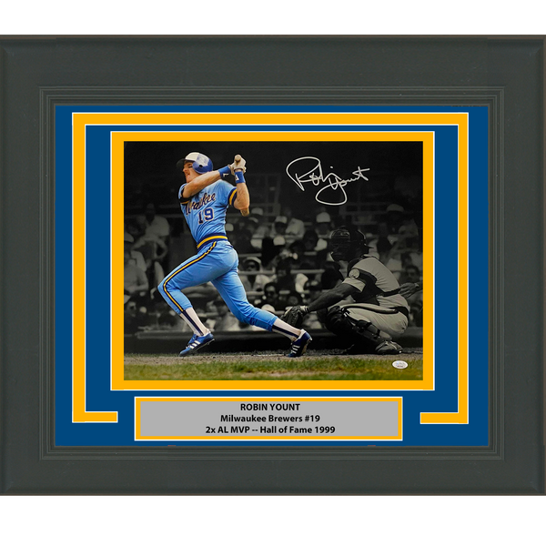 Framed Autographed/Signed Robin Yount Milwaukee Brewers 16x20 Photo JSA COA #2