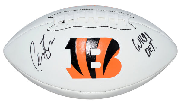 CHASE BROWN AUTOGRAPHED CINCINNATI BENGALS WHITE LOGO FOOTBALL W/ WHO DEY