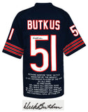 Dick Butkus Signed Navy Embroidered Stat Custom Football Jersey - (Beckett COA)