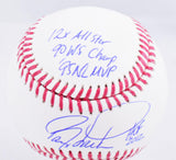 Barry Larkin Autographed Rawlings OML Baseball w/ Stats - Beckett W Hologram