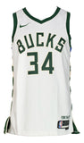 Giannis Greek Freak Antetokounmpo Signed White Bucks Nike Swingman Jersey BAS