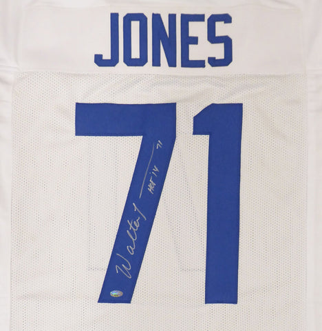 SEATTLE SEAHAWKS WALTER JONES AUTOGRAPHED WHITE JERSEY "HOF '14" MCS HOLO 157868