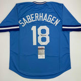 Autographed/Signed Bret Saberhagen Kansas City Light Blue Baseball Jersey JSA CO