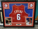 Julius Erving AKA "DR J" Signed Philadelphia 76ers 35x43 Framed Jersey (JSA)