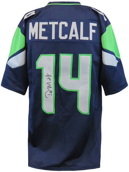 D.K. (DK) Metcalf Signed Navy Custom Football Jersey - (SCHWARTZ COA)