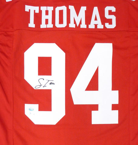 SAN FRANCISCO 49ERS SOLOMON THOMAS AUTOGRAPHED RED JERSEY BECKETT BAS 155796