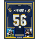 FRAMED Autographed/Signed SHAWNE MERRIMAN 33x42 San Diego Blue Jersey BAS COA