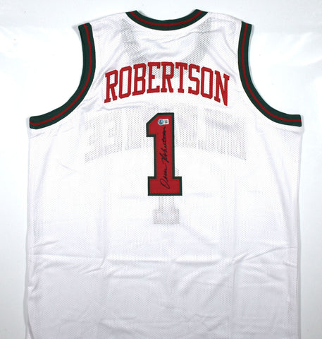 Oscar Robertson Autographed White Pro Style Jersey - Beckett W Hologram *Black