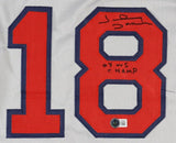 Johnny Damon Signed Boston Red Sox Jersey Inscribed "04 WS Champs" (Beckett) O.F