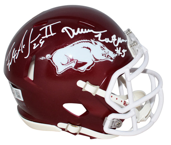 DARREN McFADDEN FELIX JONES SIGNED ARKANSAS RAZORBACKS SPEED MINI HELMET BECKETT