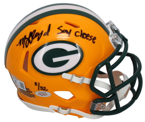 MarShawn Lloyd Autographed "Say Cheese" Packers Mini Helmet Beckett / GDL LE 32