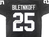 OAKLAND RAIDERS FRED BILETNIKOFF AUTOGRAPHED BLACK JERSEY BECKETT WITNESS 232610