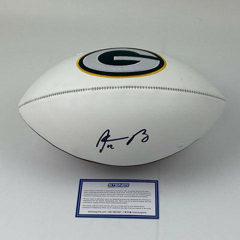 Autographed/Signed Aaron Rodgers Green Bay Packers FS Logo Football Steiner COA