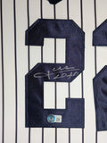 FRAMED N.Y. YANKEES JUAN SOTO AUTOGRAPHED SIGNED INSC JERSEY BECKETT HOLO